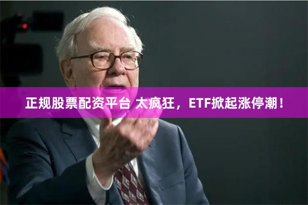 正规股票配资平台 太疯狂，ETF掀起涨停潮！